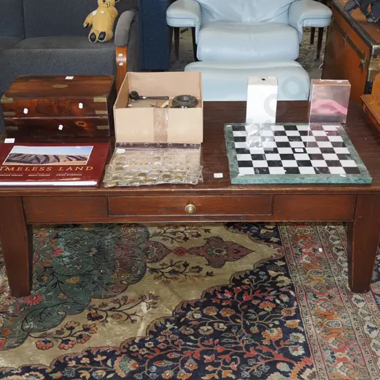 solid oak coffee table with 1 single drawer H430 W1300 D700