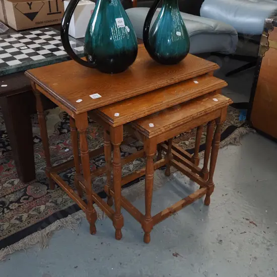nest of 3 oak tables