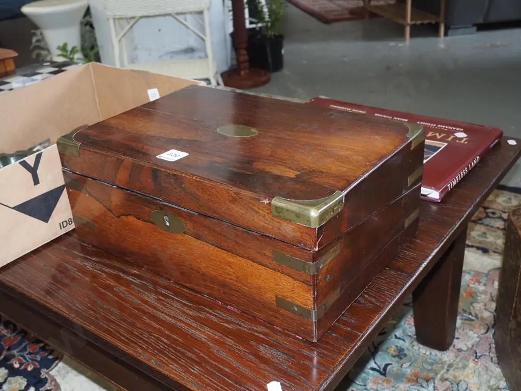 mahogany brass bound writing box Image 1++
