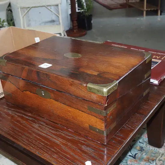 mahogany brass bound writing box