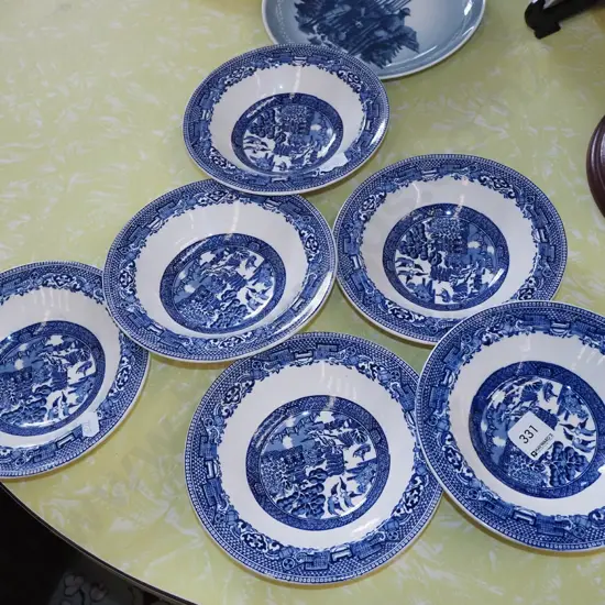 6x Woods and Sons willow pattern bowls