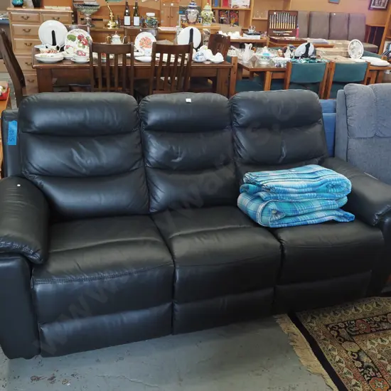 black vinyl 3 seater settee