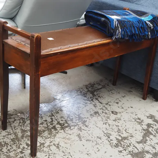 vinyl upholstered double piano stool