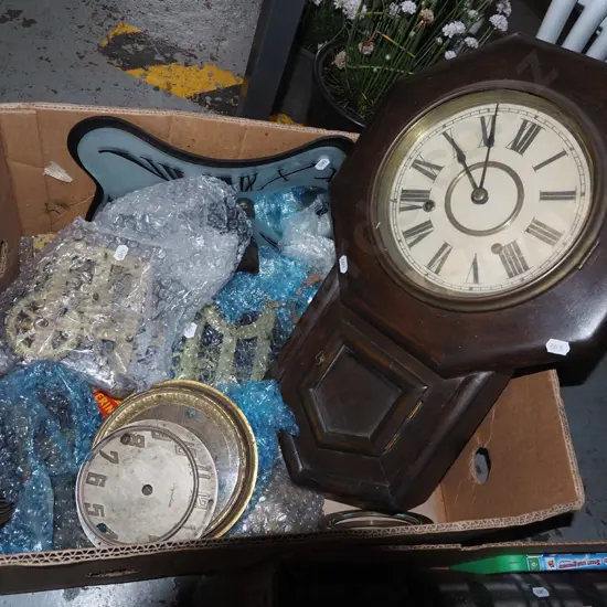 box of various restorer's clocks and parts 