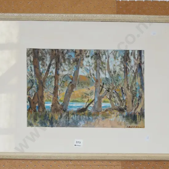 framed oil - view through trees