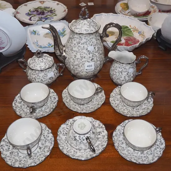 Bavarian silver floral 15 piece coffee set