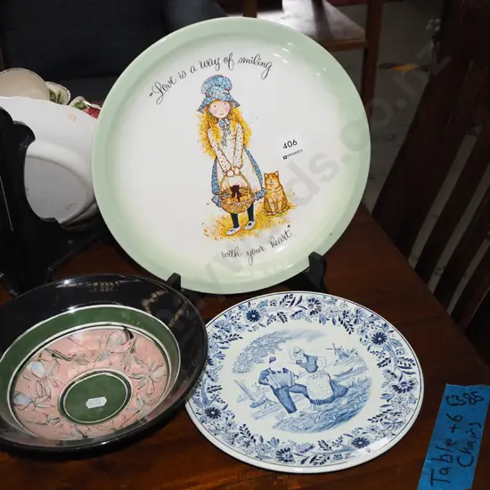 Holly Hobby plate, delft plate, pottery bowl
