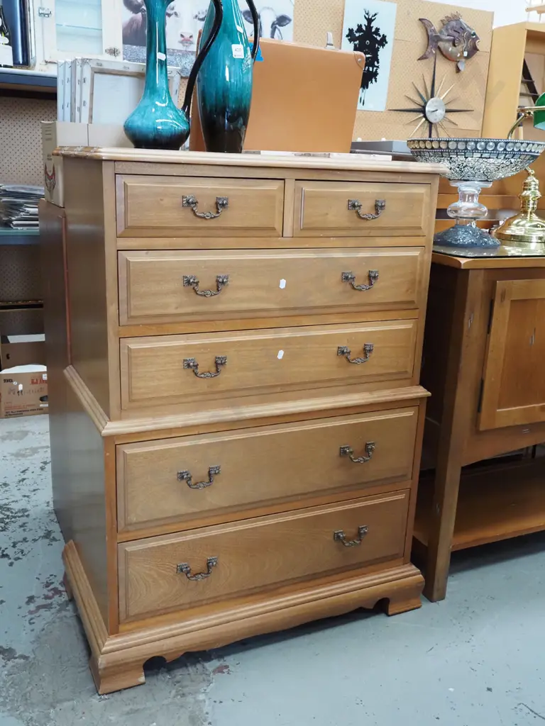 mahogany 6 drawer chest on chest H1060 W745 D420 - fading Image 1++