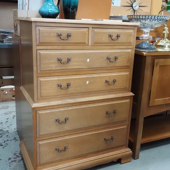 mahogany 6 drawer chest on chest H1060 W745 D420 - fading