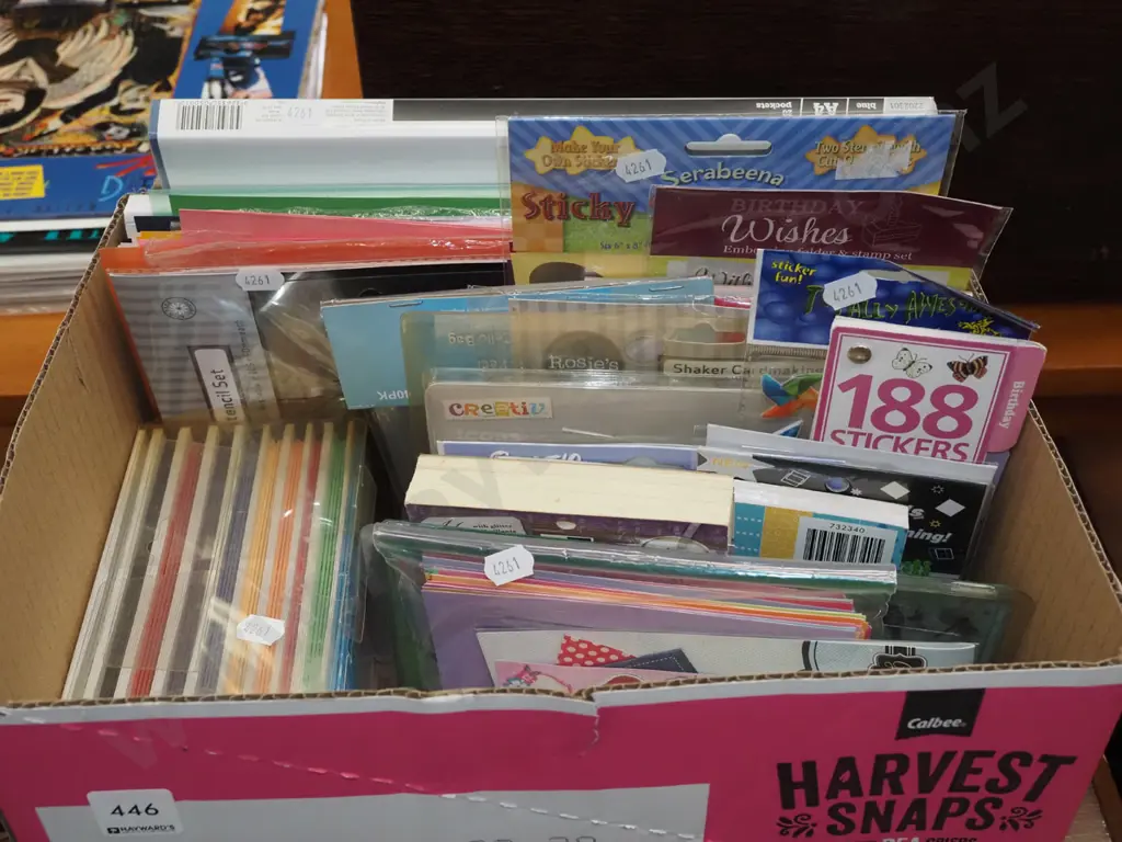 box; crafting supplies, paper, card making kits etc Image 1++
