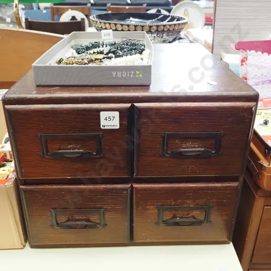 oak 4 drawer index card file cabinet H280 W350 D385