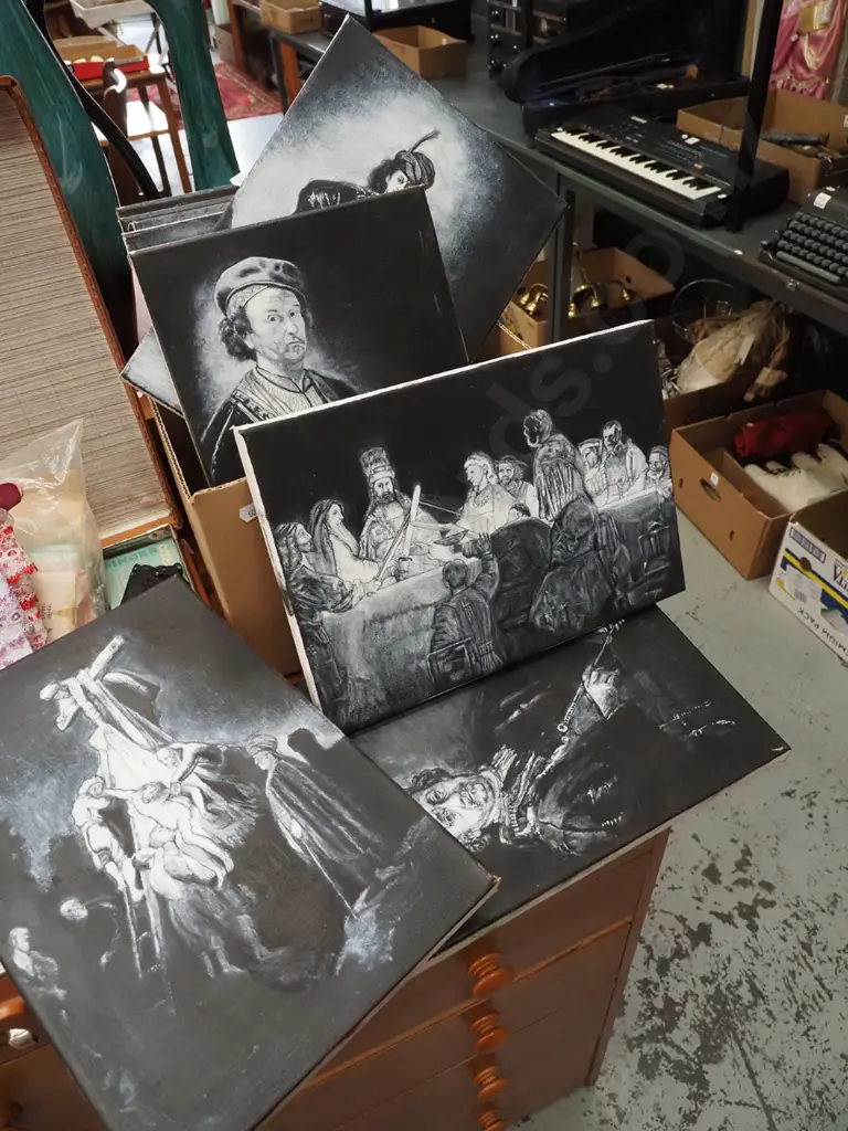 box of  Rembrandt style artworks on boxed canvases Image 1++