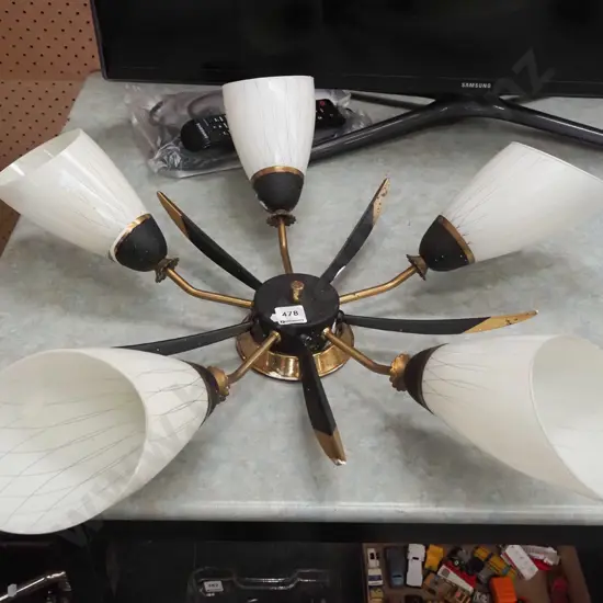 mid century 5 bulb light fitting