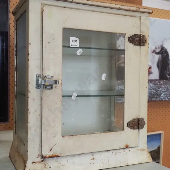 vintage metal and glass medicine cabinet H4550 W370 D215