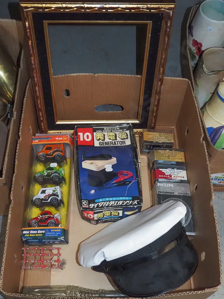 box; captains hat, picture frame, toy vehicles etc Image 1++