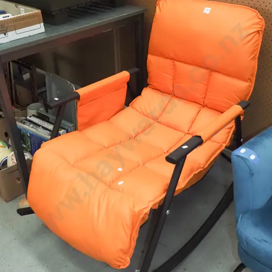 orange vinyl outdoor rocking chair