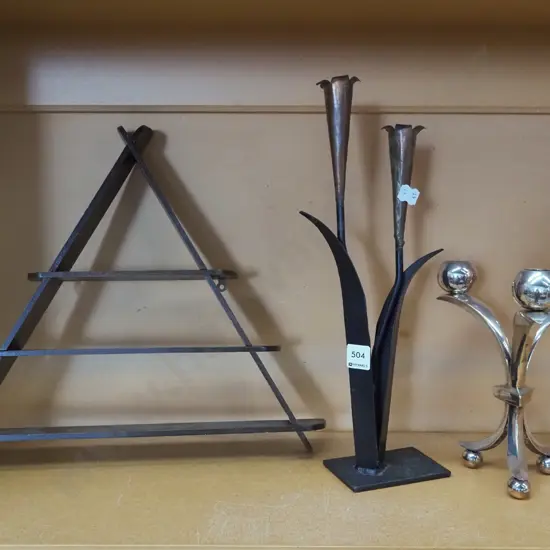2x candelabra, triangular shelves Tallest H410