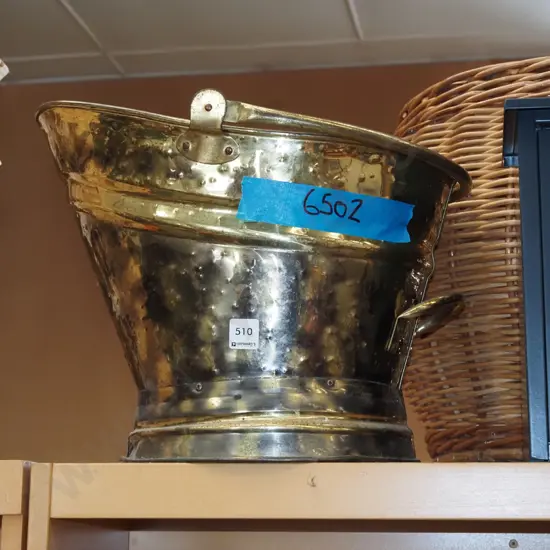 beaten brass coal scuttle