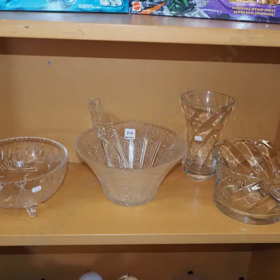 glass and crystal bowls, vase etc