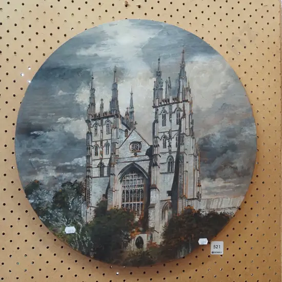 oil on circular wood - cathedral