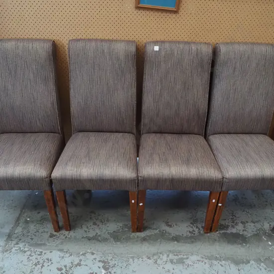 4x brown upholstered highback chairs
