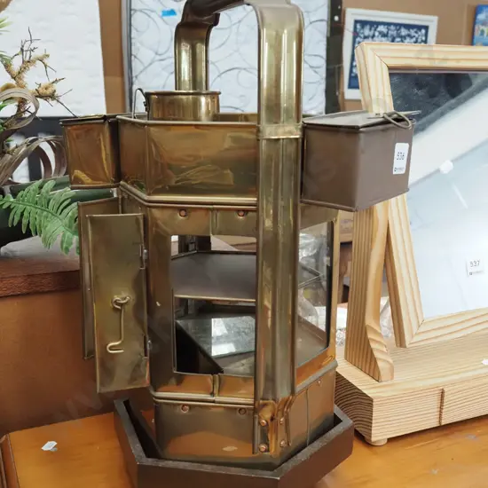 small brass Asian tea/noodle caddy on casters H470