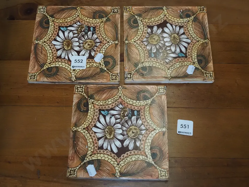 3x Edwardian fire register tiles Image 1++