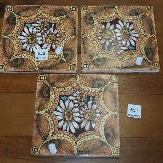 3x Edwardian fire register tiles