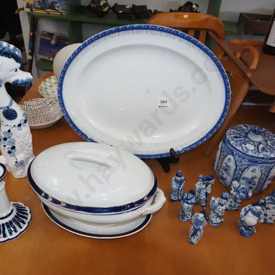 Meakin ashet, lidded vege, Asian figurines etc