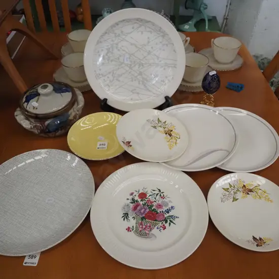 small pottery casserole, various Crown Lynn plates