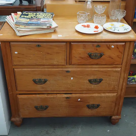 mixed timbers restorer's Edwardian 4 drawer chest H900 W990 D480