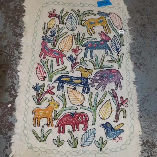 hand worked felt floor rug L1000 W620