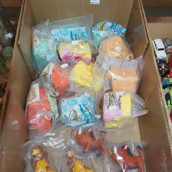 box of McDonald happy meal toys