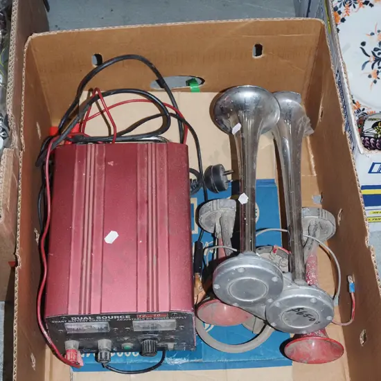 box; battery charger, air horns