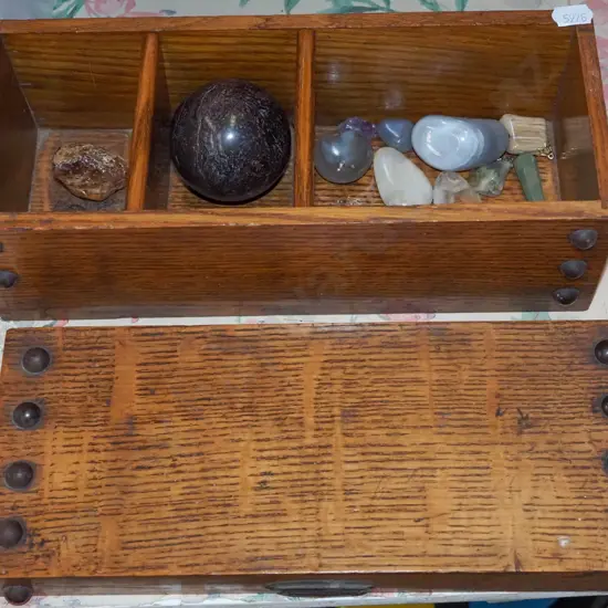 oak box of polished stones
