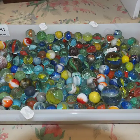 plastic tray of marbles