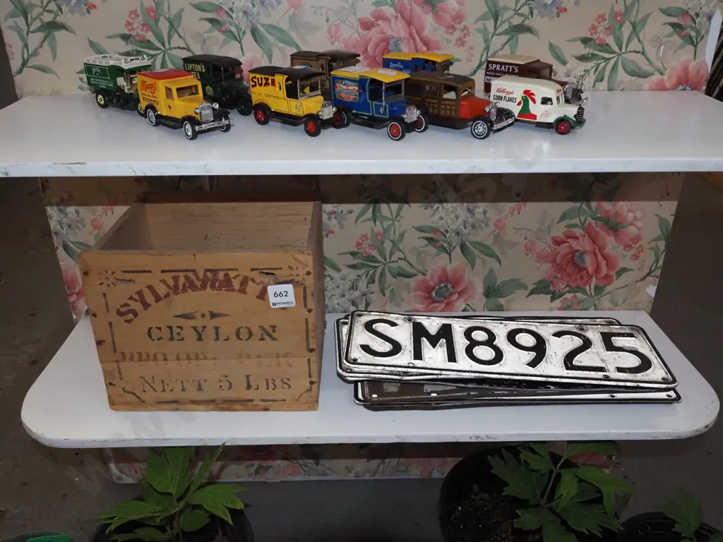small tea box, number plates Image 1++