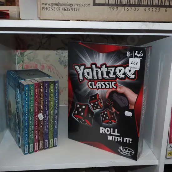 set of Chronicles of Narnia books, as new Yahtzee classic game