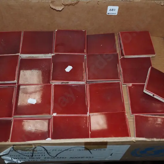 box of red square tiles Each H75  W75