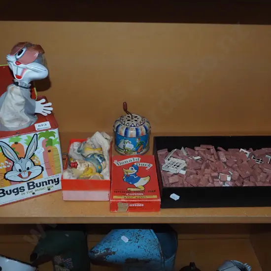 vintage toys, toilet soap, toy building brcks