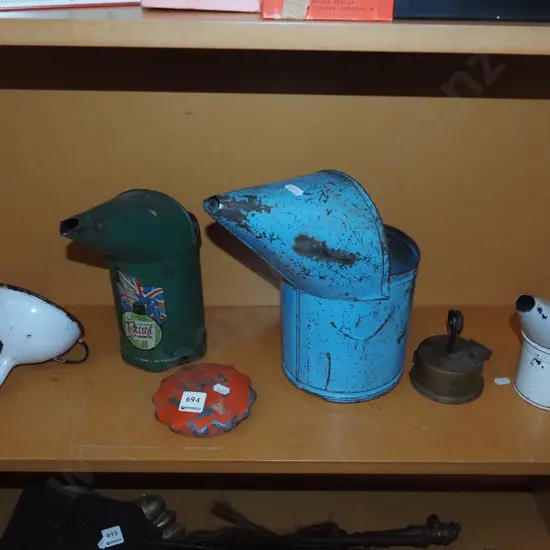 vintage oil pourers, fuel cap etc