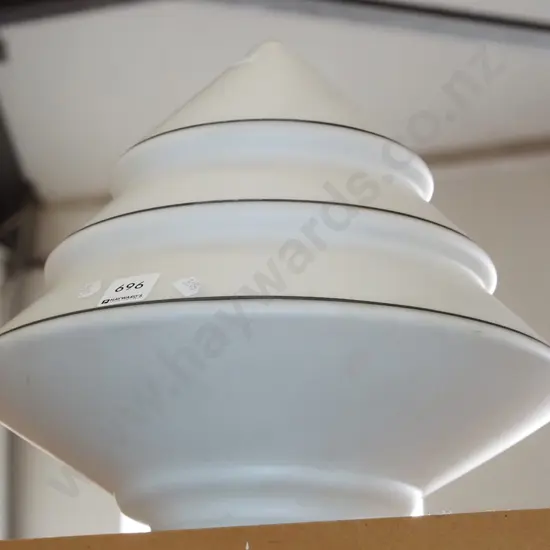 conical ribbed white glass light shade H260