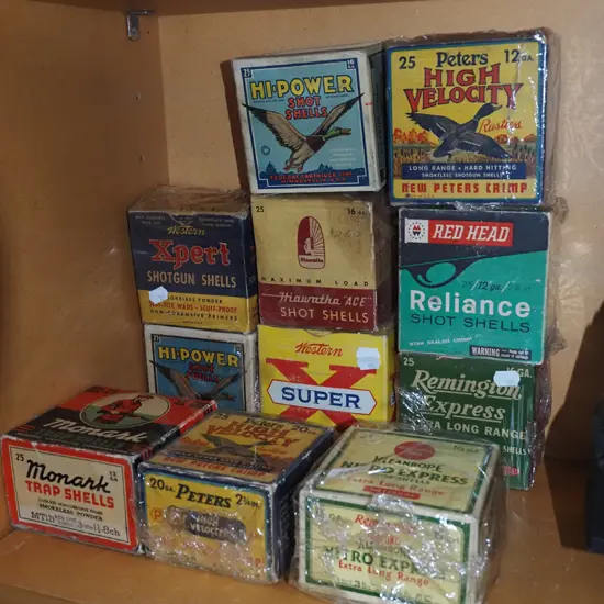 various shotgun shell boxes -  empty