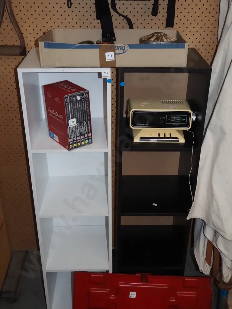 white melteca and black melteca bookcases H1110 W280 D285 - blue dots Image 1++