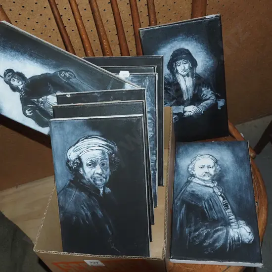 box of Rembrandt style paintingson canvas