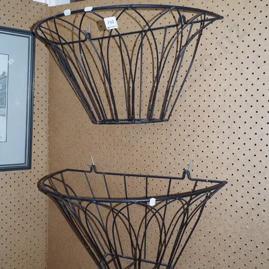 2x wire wall mounted hanging basket frames