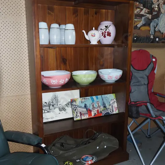 solid pine dark stained bookcase H1510 W900 D300