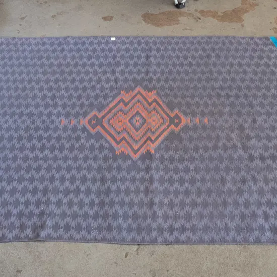 woven blue and orange floor mat L1980 W1400