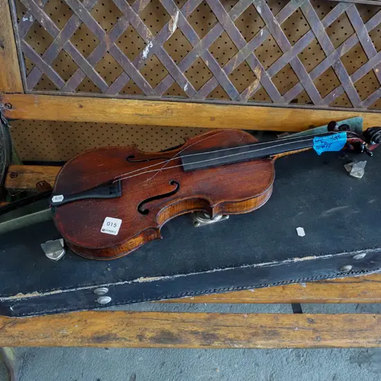 vintage violin and case - damage to scroll