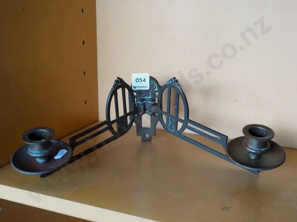 art nouveau brass wall mounted candle sconce Image 1++